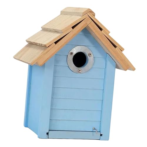 MagiDeal Hölzerner Vogelhaus Outdoor Birds Box Blue Bird House Barch Haus Hängende Vogelhaus für Robins im Freien von MagiDeal
