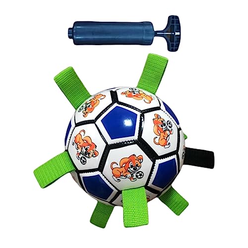 MagiDeal Hunde-Fußballspielzeug, interaktives Hundespielzeug für draußen, 15,2 cm, Robustes Haustier-Fußballspielzeug mit Laschen, Hunde-Schlepperspielzeug, Blau von MagiDeal