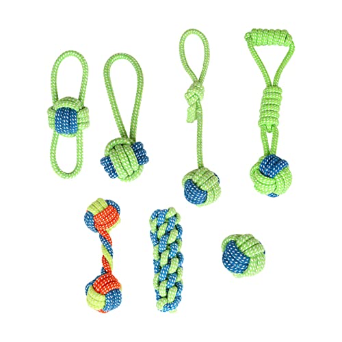 MagiDeal Hundeseilspielzeug Aggressives Kauen Knotenball Hundespielzeug beißender Interaktives langlebiges Kauspielzeug aus geflochtenem Seil, Grün Rot von MagiDeal