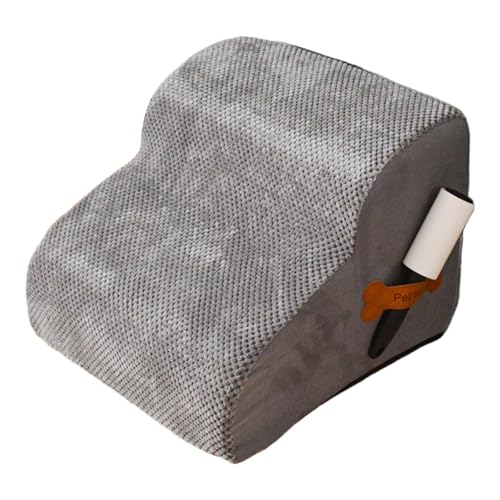 MagiDeal Hundetreppe Haustier Schritt 2 Stufe Haustier Ramp mit waschbarem Teppich Nicht -Slip -Hundetreppe für Hunde verletzte ältere Hunde Innengebrauch, Grau von MagiDeal