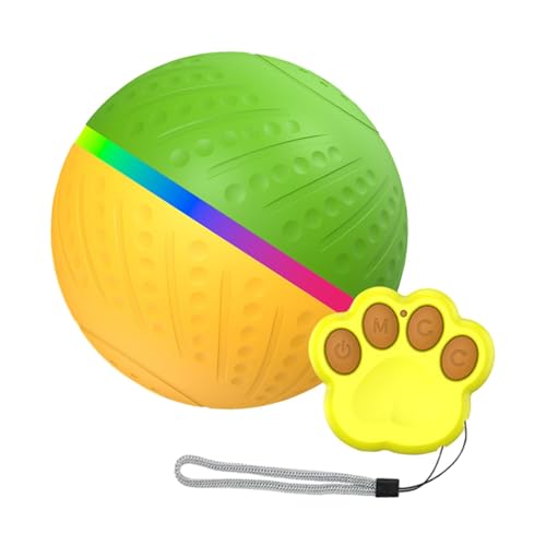MagiDeal Interaktives Hundeball-Spielzeug, aktiver Hund, der Sich bewegt und springt, Ball spielt, USB-aufladbarer Haustier-Wicked-Ball für Rasen, drinnen und, Grün Gelb von MagiDeal