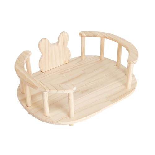 MagiDeal Kaninchenbett aus Holz, einfach zu montieren, stabiles Spielhaus für den Innenbereich, Schlafplatz für Kleintiere für Kaninchen, Meerschweinchen, Oval von MagiDeal