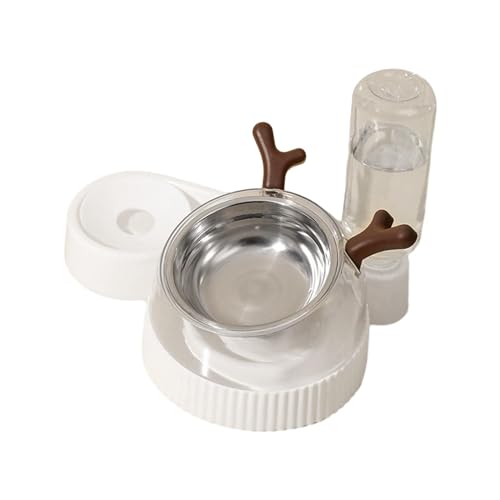 MagiDeal Katzenfutter- und Wassernapf-Set, erhöhte Futternäpfe mit Wasserflasche, abnehmbare, geneigte Hunde- und Katzennäpfe für kleine Hunde, Katzen und, Braunes Geweih von MagiDeal