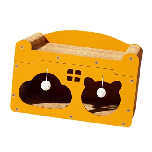 MagiDeal Katzenhaus aus Wellpappe mit Kratzbaum, Krallenschleifen, tragbare Liegebox, Spielhaus für kleine Hunde, Indoor-Katzen, Kätzchen, Gelb MagiDeal Katzenhaus aus Wellpappe mit Kratzbaum, Krallenschleifen, tragbare Liegebox, Spielhaus für kleine Hunde, Indoor-Katzen, Kätzchen, Gelb von MagiDeal