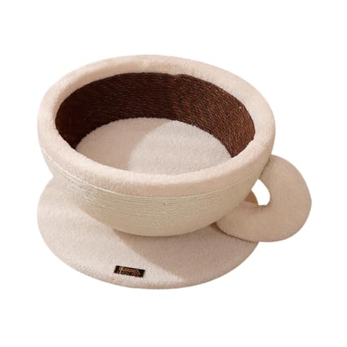 MagiDeal Katzenkratzbett-Liege, lustiges, platzsparendes Kratzkissen in Kaffeetassenform, Sisal-Katzenkratzkissen für schlafende Hauskatzen, S von MagiDeal