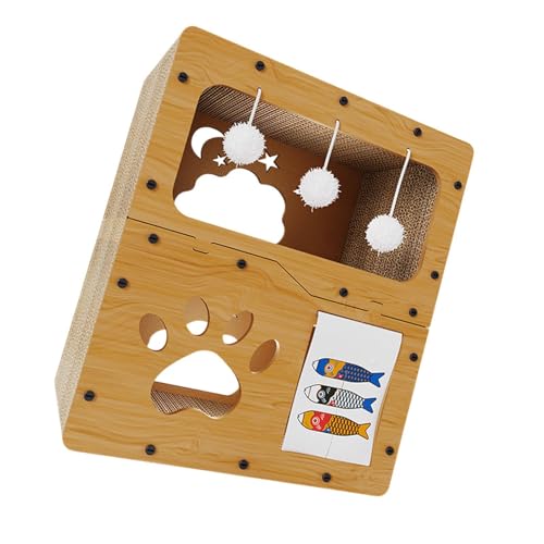 MagiDeal Katzenkratzhaus, Katzenhaus aus Karton, Katzenhöhle, Kratzbrett für Katzengeburtstag, kleine, mittelgroße und große Katzen, Haustierspielzeug, mit Türvorhang MagiDeal Katzenkratzhaus, Katzenhaus aus Karton, Katzenhöhle, Kratzbrett für Katzengeburtstag, kleine, mittelgroße und große Katzen, Haustierspielzeug, mit Türvorhang von MagiDeal