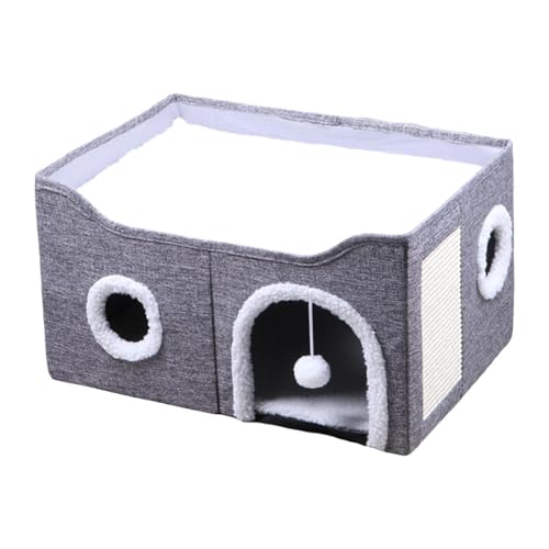 MagiDeal Katzennestzelt, Katzenhöhle, Bett, multifunktional, mit Kratzkissen, Dekor, Katzenbett, Katzenwürfel für Katzen, mehrere kleine Haustiere, Kätzchen, Grau MagiDeal Katzennestzelt, Katzenhöhle, Bett, multifunktional, mit Kratzkissen, Dekor, Katzenbett, Katzenwürfel für Katzen, mehrere kleine Haustiere, Kätzchen, Grau von MagiDeal