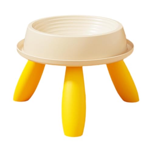 MagiDeal Katzenschüssel mit erhöhter Ständer, Katzenfutter und Wasserschale Nicht -Slip -Snack -Behälter Wasserer und Feeder für Innenkatzen, Beige Und Gelb von MagiDeal