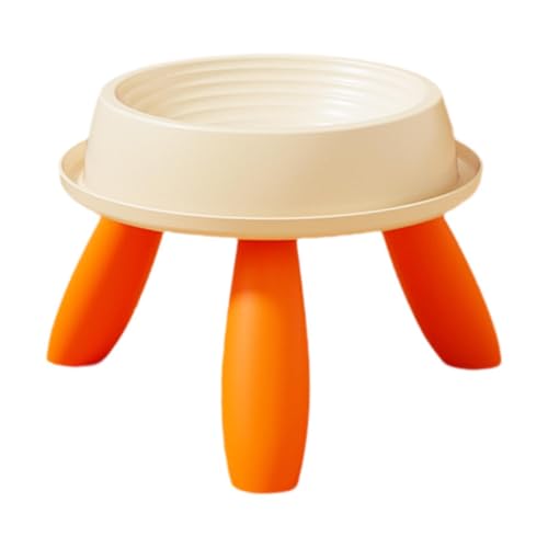 MagiDeal Katzenschüssel mit erhöhter Ständer, Katzenfutter und Wasserschale Nicht -Slip -Snack -Behälter Wasserer und Feeder für Innenkatzen, Beige Und Orange von MagiDeal