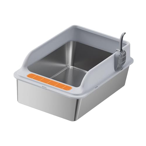 MagiDeal Katzentoilette, Katzensandkasten, erhöhter Zaun, mit Löffel, Katzenstreu Oben offen, abgesenkte Vorderseite für kleine und große Katzen, Hellgrau MagiDeal Katzentoilette, Katzensandkasten, erhöhter Zaun, mit Löffel, Katzenstreu Oben offen, abgesenkte Vorderseite für kleine und große Katzen, Hellgrau von MagiDeal