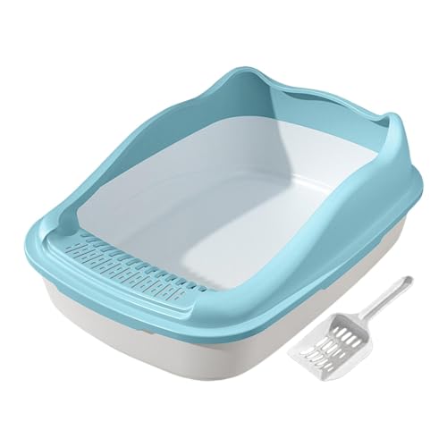 MagiDeal Katzentoilette, halbgeschlossen, Abnehmbarer Boden, glatter Boden, spritzwassergeschützt, platzsparend, für kleine Haustiere, hohe Seiten, 55,9 x 38,1, Blau von MagiDeal