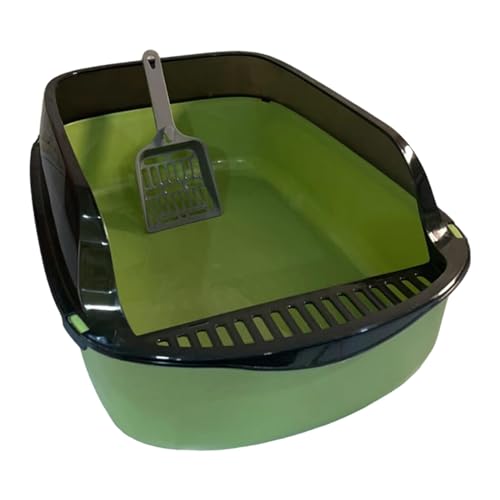 MagiDeal Katzentoilette, halbgeschlossen, Sandkasten, stabil, mit Schaufel, leicht zu reinigen, Katzentoilette, Sandkasten, Sieb, Katzentoilette für Kätzchen, Grün von MagiDeal