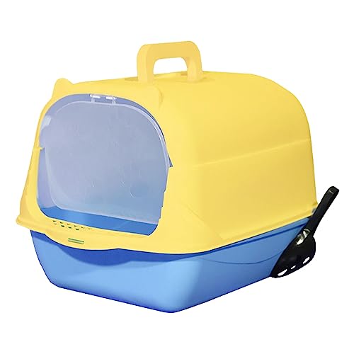 MagiDeal Katzentoilette mit Kapuze und Deckel, Kätzchentöpfchen, geschlossene Katzentoilette mit Vordertürklappe für Hauskatzen, abnehmbare tragbare, Handheld Blau Gelb MagiDeal Katzentoilette mit Kapuze und Deckel, Kätzchentöpfchen, geschlossene Katzentoilette mit Vordertürklappe für Hauskatzen, abnehmbare tragbare, Handheld Blau Gelb von MagiDeal