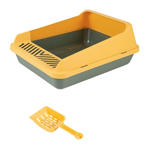 MagiDeal Katzentoilette mit hohen Seiten, Oben offen, Katzentoilette, Katzensandkasten, abnehmbar, leicht zugänglich, leicht zu reinigen, Katzentoilette mit, L Grün Gelb MagiDeal Katzentoilette mit hohen Seiten, Oben offen, Katzentoilette, Katzensandkasten, abnehmbar, leicht zugänglich, leicht zu reinigen, Katzentoilette mit, L Grün Gelb von MagiDeal