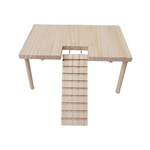 MagiDeal Kleine Tiere Holzplattform Spielzeug mit Treppen und Säulen Tisch für Hamster Chinchilla Vögel Ratte Lebensraum Dekorationszubehör, 24 cm x 16 cm x 13,5 cm von MagiDeal