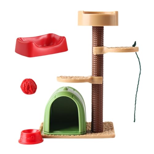 MagiDeal Miniatur-Katzen-Klettergerüst, Modell-Layout, Dekoration, Sammlungen, Rollenspiel, kognitive Entwicklung für DIY-Projekte, Architektur von MagiDeal