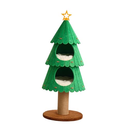 MagiDeal Moderner Kratzbaum, Katzenbetten, Möbel, Weihnachtsdekor, Hütte, Aktivitätszentrum, Spiel für Hauskatzen, mit Sisal-Kratzbaum, 2 Wohnungen von MagiDeal