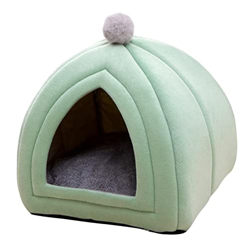 MagiDeal Niedliches Haustier-Katzenbett, warmes kleines Hundehaus, Samt-Kätzchen-Höhle für Kaninchen-Haustierbedarf, grün M von MagiDeal