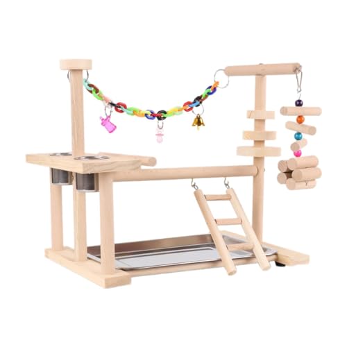 MagiDeal Papagei Vogel Spielplatz Haustier Vogelbedarf Übung Spielzeug Holz Sitzstange Ständer Papagei Spielständer für Wellensittiche Aras Kleine Sittiche von MagiDeal