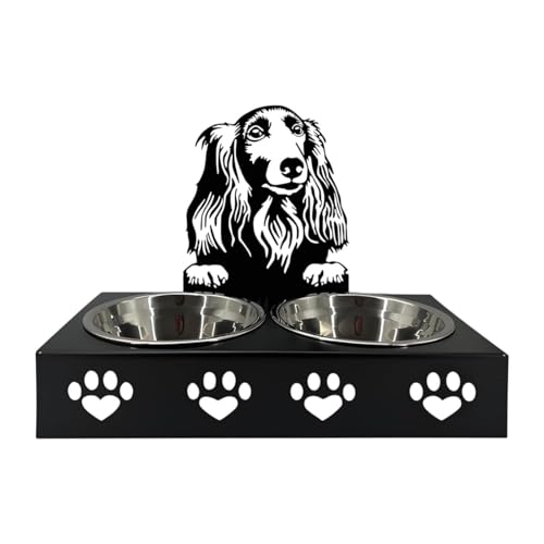 MagiDeal Pet Feeder Bowl, Haustierhundschüssel, Edelstahl -Doppelkatze Schüssel für mittelgroße Hunde, Kätzchen, B von MagiDeal