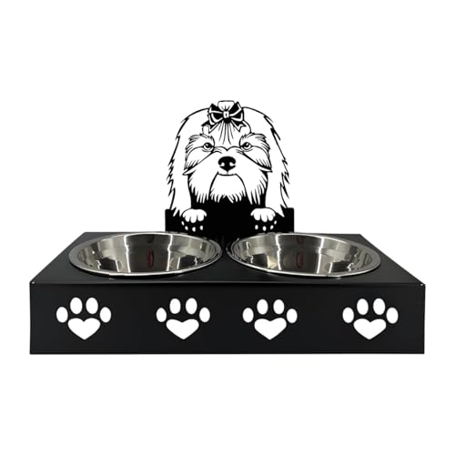MagiDeal Pet Feeder Bowl, Haustierhundschüssel, Edelstahl -Doppelkatze Schüssel für mittelgroße Hunde, Kätzchen, H von MagiDeal