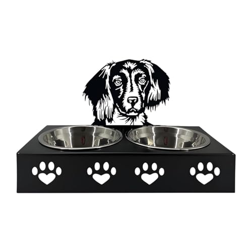 MagiDeal Pet Feeder Bowl, Haustierhundschüssel, Edelstahl -Doppelkatze Schüssel für mittelgroße Hunde, Kätzchen, J von MagiDeal