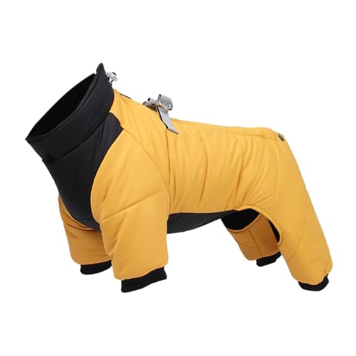 MagiDeal Reflektierender Ganzkörper-Schneeanzug für Hunde, wasserdichter Body mit Geschirr mit Reißverschluss, Wintermantel für vierbeinige Hunde für Welpen, gelb XL von MagiDeal