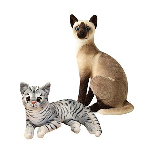 MagiDeal Simulation Siamesische Katzen Tierplüschpolsterung für Geburtstagsgeschenk StyleE+Realistisches Kissen, Katze, Plüschtiere, Weiche Tiersimulation, Sch, StilF von MagiDeal