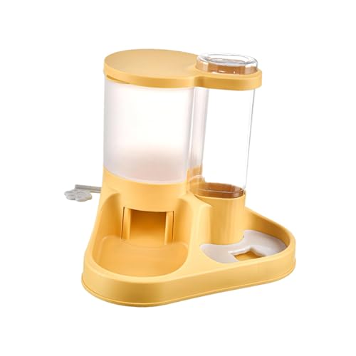 MagiDeal Tierfutter- und Wasserspender-Set, großes Fassungsvermögen, umkippsicher, selbsternährender Katzenfutter-Wasserspender für Kitty Pet Supplies, Gelb von MagiDeal