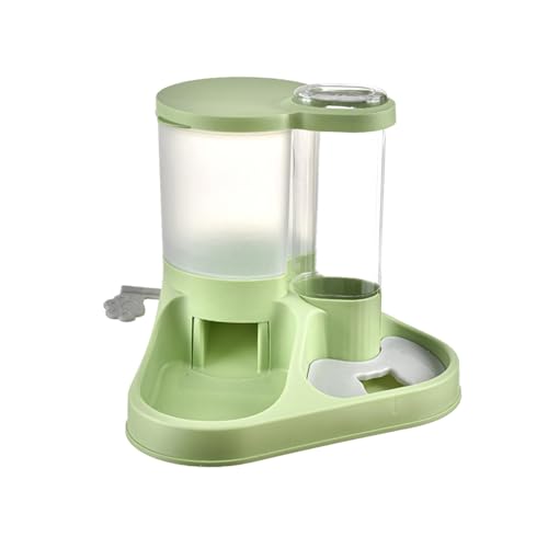 MagiDeal Tierfutter- und Wasserspender-Set, großes Fassungsvermögen, umkippsicher, selbsternährender Katzenfutter-Wasserspender für Kitty Pet Supplies, Grün von MagiDeal