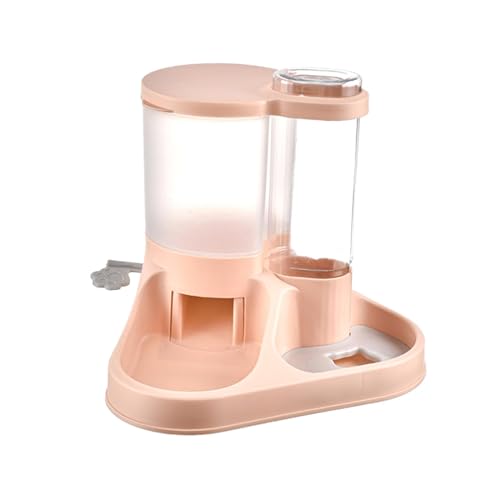 MagiDeal Tierfutter- und Wasserspender-Set, großes Fassungsvermögen, umkippsicher, selbsternährender Katzenfutter-Wasserspender für Kitty Pet Supplies, ROSA von MagiDeal