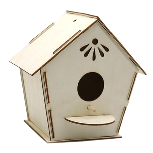 MagiDeal Unvollendetes DIY-Vogelhaus aus Holz, Vogelnistkasten, unmontierter Vogelkäfig, Vogelkäfig, Hängenest für den Vorgarten, drinnen und draußen, 17 cm x 17.5 cm x 10 cm von MagiDeal