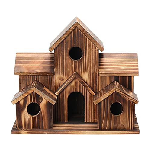 Vogelhaus aus Holz, Nest, Vogelhütte, natürlicher großer 6-Loch-Vogelkäfig zum Aufhängen für Außenfenster im Innenhof von MagiDeal