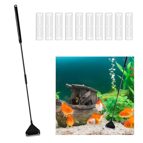 Aquarium Reinigungswerkzeuge, 10 Stück Algenschaber Aquarium Schaber, Aquarium Algen Rasiermesser, Aquarien Reinigung Werkzeug, Mit Abnehmbarer Stange, Edelstahl Klingen, Für Glas Fischbecken, 62cm Aquarium Reinigungswerkzeuge, 10 Stück Algenschaber Aquarium Schaber, Aquarium Algen Rasiermesser, Aquarien Reinigung Werkzeug, Mit Abnehmbarer Stange, Edelstahl Klingen, Für Glas Fischbecken, 62cm von MagiSel