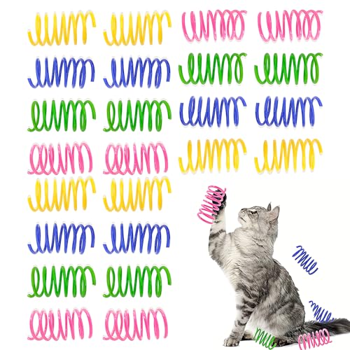 24 Stück Katze Spielzeug, Buntes kreatives Kunststoff Spiralfedern Spirale, Spielzeug Spiralfedern Neuheit Haustiere Spielzeug Bunte Spiralfedern Spring Spirale für Katze, für Kätzchen Haustiere von MagiSel