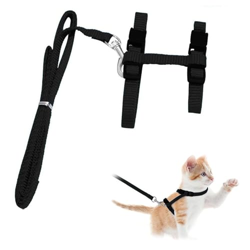 Katzengeschirr Ausbruchsicher, Katzenleine, Verstellbares Katzengeschirr 20-35 cm, Katzengeschirr zum Spazierengehen, Nylon Katzen Leine,Komfortables, Für Kleine Katzen, Kaninchen Und Hunde (Schwarz) Katzengeschirr Ausbruchsicher, Katzenleine, Verstellbares Katzengeschirr 20-35 cm, Katzengeschirr zum Spazierengehen, Nylon Katzen Leine,Komfortables, Für Kleine Katzen, Kaninchen Und Hunde (Schwarz) von MagiSel