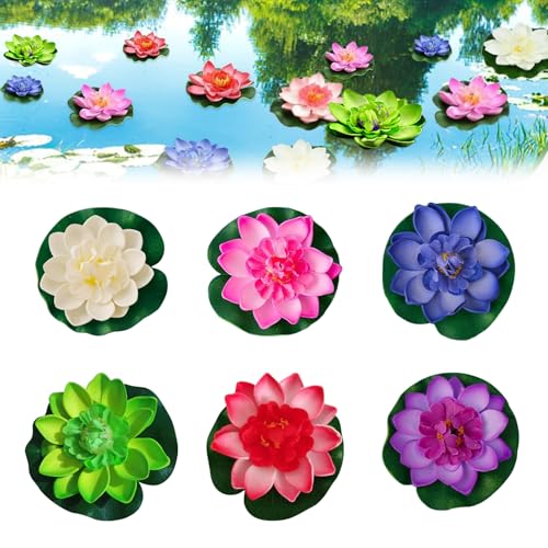 MagiSel 6 Stück Schwimmende Blumen, Künstliche Seerosen, Seerose Lotusblüte, schwimmend Lotusblüten, 10cm Teichpflanzen Künstlich, für Teiche Dekoration Gartenterrasse Pool Aquarium Dekoration MagiSel 6 Stück Schwimmende Blumen, Künstliche Seerosen, Seerose Lotusblüte, schwimmend Lotusblüten, 10cm Teichpflanzen Künstlich, für Teiche Dekoration Gartenterrasse Pool Aquarium Dekoration von MagiSel