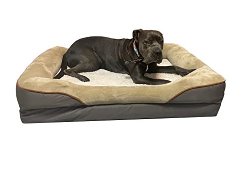 Magic Dog Hundebett mit ergonomischer Memory-Foam-Matratze, Flauschiger Bezug aus Plüsch, in Größen erhältlich, Hundekissen für kleine, mittelgroße und große Hunde, waschbarer Bezug, rutschfest von Magic Dog