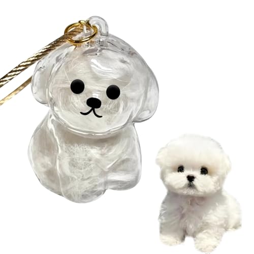 Magicaldiy Gedenkflasche für Tierhaare, Hundehaar-Sammelbox, Schlüsselanhänger, Anhänger mit Kunststoffkapseln, Handtaschen, Rucksäcke, Geldbörsen, Taschen, Charms (Bichon Frise) von Magicaldiy