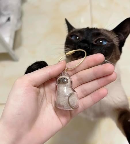 Magicaldiy Katzenförmige Tierhaar-Aufbewahrungsflasche, Katzenhaar-Gedenkflasche, Katzenkapseln, Gachapon-Ball, niedliche Katzen-Schlüsselanhänger, Katzentaschen-Anhänger für Handtaschen, Rucksäcke von Magicaldiy