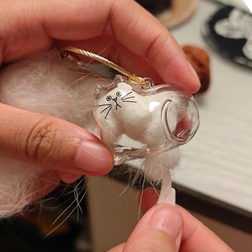 Magicaldiy Katzenförmige Tierhaar-Aufbewahrungsflasche, Katzenhaar-Gedenkflasche, Katzenkapseln, Gachapon-Ball, niedliche Katzen-Schlüsselanhänger, Katzentaschen-Anhänger für Handtaschen, Rucksäcke von Magicaldiy