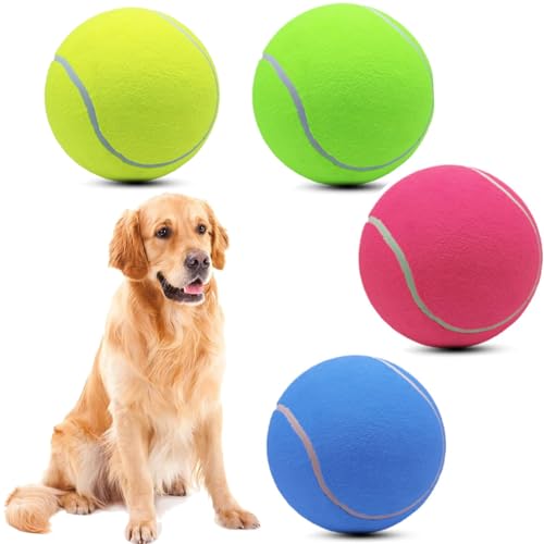 Magicorange Riesiger Tennisball für Hunde, groß, Kauspielzeug für drinnen und draußen, Geschenk mit Nadel, 24,1 cm, 6 Stück (mehrfarbig) von Magicorange