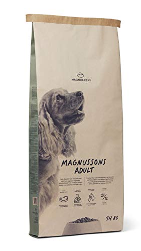 MAGNUSSONs Adult (1 x 14kg) | Hundetrockenfutter für erwachsene Hunde aller Rassen | Alleinfuttermittel | Hoher Anteil an frischem Fleisch | Ofengebacken von MAGNUSSONs