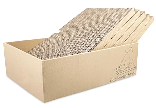 Magrimaxio 5 Stück Kratzbretter Katze, Kratzpappe für Katzen Wellpappe Recycelbar, Katzen Kratzbrett 43 X 25.4 X 12.7cm, Katzenkratzbrett Doppelseitige, Katzenkratzbox für Schlafen, Spielen, Kratzen von Magrimaxio