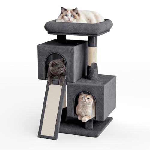 Magshion 86.4 cm Kratzbaum Turm für Indoor Katzen, Katzenhaus mit extra großer Sitzstange, Kratzbaum & Sisalüberzogenem Kratzbrett, Katzenkletterständer, Rauchgrau Magshion 86.4 cm Kratzbaum Turm für Indoor Katzen, Katzenhaus mit extra großer Sitzstange, Kratzbaum & Sisalüberzogenem Kratzbrett, Katzenkletterständer, Rauchgrau von Magshion