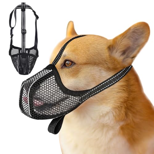 Verstellbare Welpenmaulkörbe, Weicher Netzmaulkorb für Kleine, Hunde Maulkorb für Beißen, Atmungsaktiv Hund Maulkorb, zum Auffangen von Beißen, Lecken und Kauen, für Kleine, Mittlere & Große Hunde von MaibaoteMbt