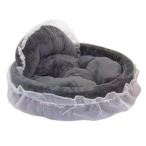 Maigridy Haustierbett mit Schleifen, gerüschtes Spitzendesign, weiches und schönes Hundesofa, abnehmbares Kissen, Prinzessinnennest, Haustierbetten für Hunde von Maigridy