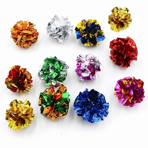 Maiguangta 12 interaktive Knisterbälle für Katzen, 5,8 cm, buntes Katzen-Mylar-Ball-Spielzeug für Indoor-Katzen, um fit und aktiv zu bleiben, perfekt für Kätzchen, Katzen und Welpen Maiguangta 12 interaktive Knisterbälle für Katzen, 5,8 cm, buntes Katzen-Mylar-Ball-Spielzeug für Indoor-Katzen, um fit und aktiv zu bleiben, perfekt für Kätzchen, Katzen und Welpen von Maiguangta