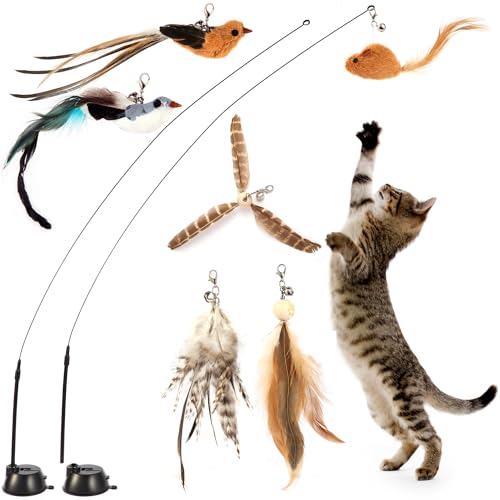 Maiguangta Interaktives Katzenspielzeug-Set mit Vogelsimulation, Katzenstäbchen, Basis mit selbstsichernden Saugnäpfen, inklusive 6 abnehmbaren Ersatzfedern Maiguangta Interaktives Katzenspielzeug-Set mit Vogelsimulation, Katzenstäbchen, Basis mit selbstsichernden Saugnäpfen, inklusive 6 abnehmbaren Ersatzfedern von Maiguangta