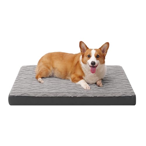 Maihandasi Wasserdichtes Hundebett, weich, flauschig, Memory-Schaum, mit rutschfester Unterseite, maschinenwaschbar, Haustierbett für große Hunde, 91,4 x 68,6 x 8,9 cm, Grau von Maihandasi